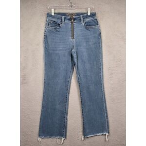 Arizona Jeans Juniors 7 Blue Wide Cropped Leg Raw Hem Light Wash Denim Y2K Style